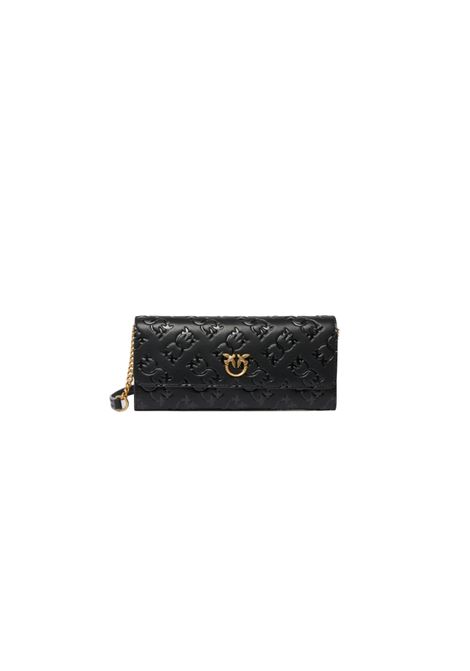 Portafoglio Pinko donna Love Tiny Birds Wallet 103765 A1YB Nero pelle tracolla imprimè PINKO | Portafogli | 103765 A1YBZ99Q